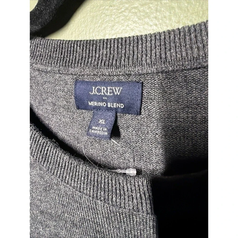 NWOT J Crew Merino Blend Sweater Mens XL Black Minimal Preppy Classic Crewneck
